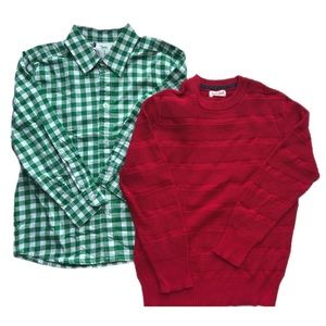 Holiday set. Cat & Jack sweater and Shrimp & Grits button down. Boys size S/6